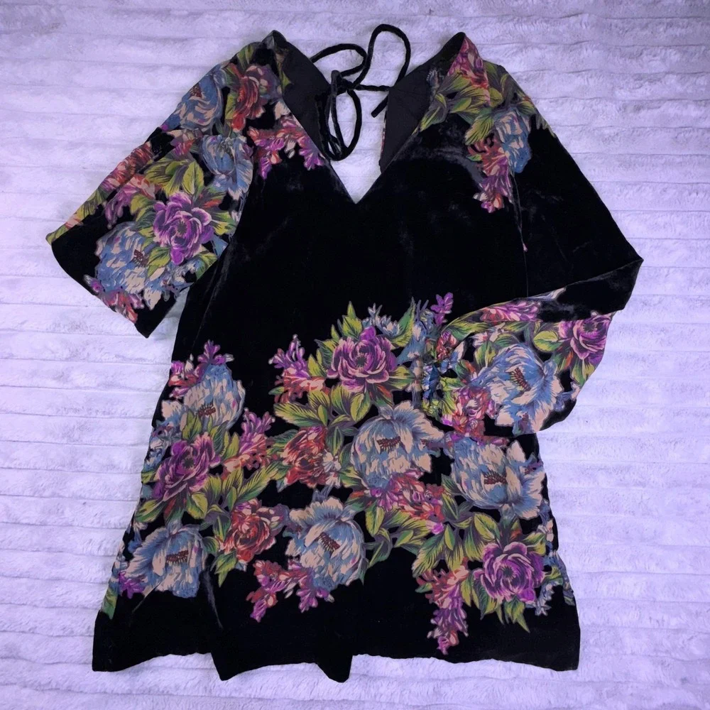 Free People Dress‎ Womens Small Misha Velvet Burnout Mini Witchy Whimsigoth